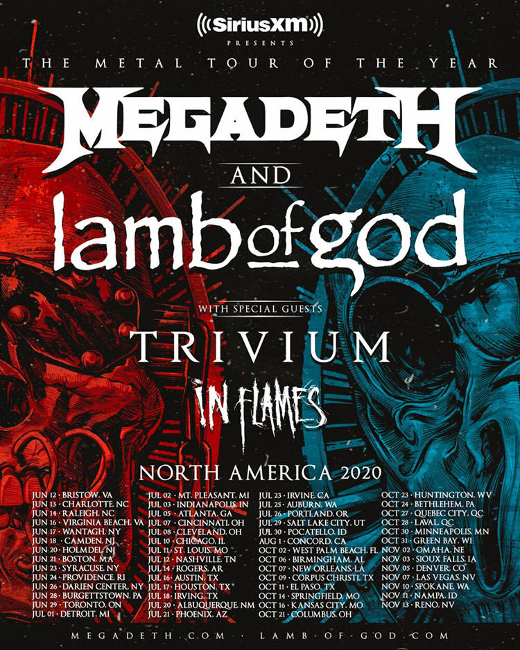 Megadeth Lamb Of God 2020 North American Tour