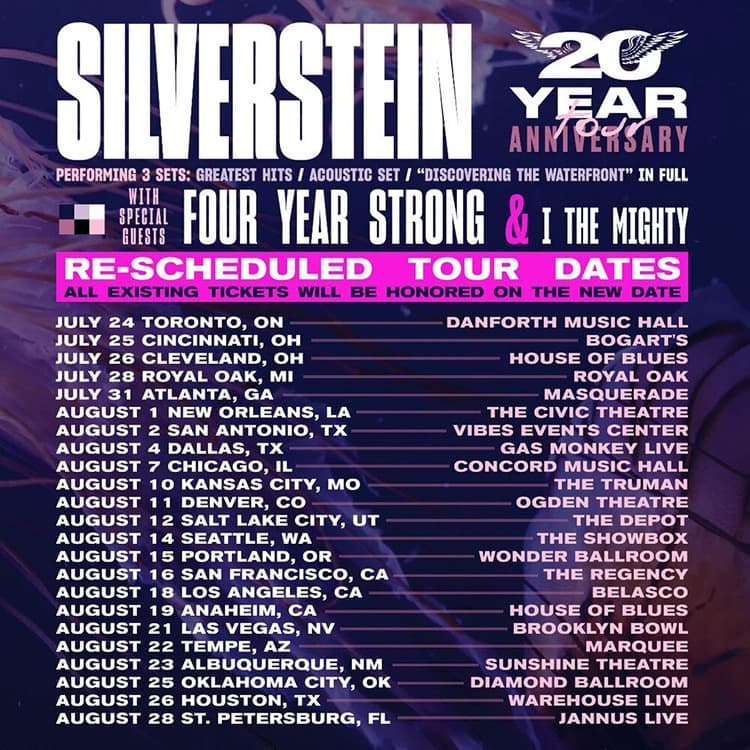 Silverstein Rescheduleld Tour Dates
